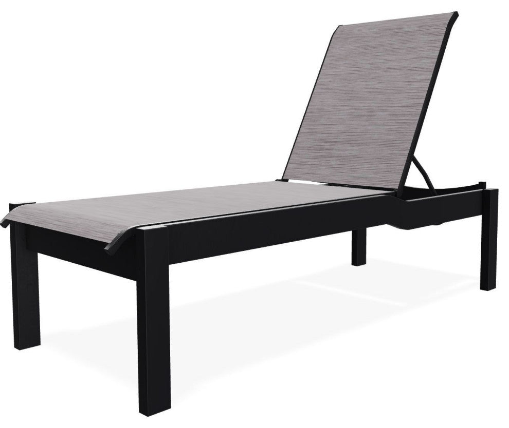 Leeward Sling Stackable Outdoor Chaise Lounge, Fossil/Black