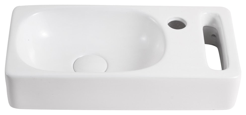 ELANTI EC1806 Porcelain Rectangular Wall-Mounted Sink, White