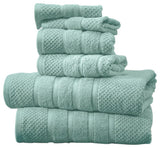 Bibb Home 6pc Oversized Solid Towel Set, Popcorn Aqua