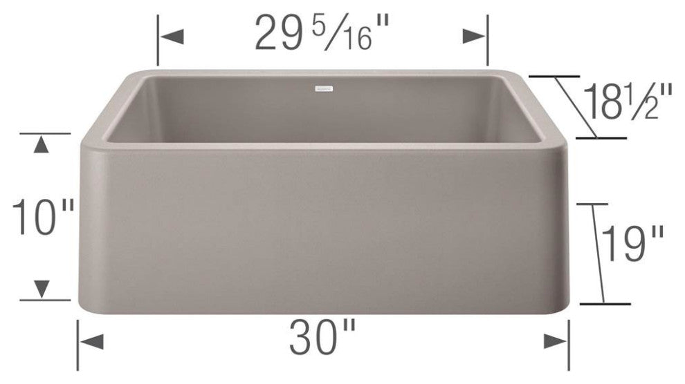 Blanco Ikon 30" Apron Front Kitchen Sink, Concrete Gray