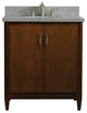 31" Single Sink Vanity, Walnut Finish, Gray Granite With Oval Sink
