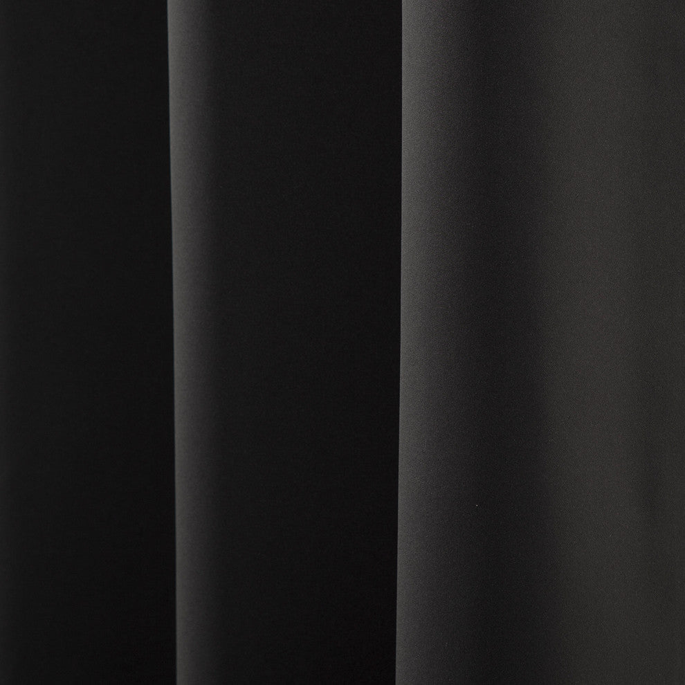 Solid Grommet Top Thermal Insulated Blackout Curtains, Black, 84"
