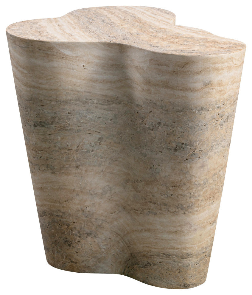 Slab Faux Travertine Tall Side Table
