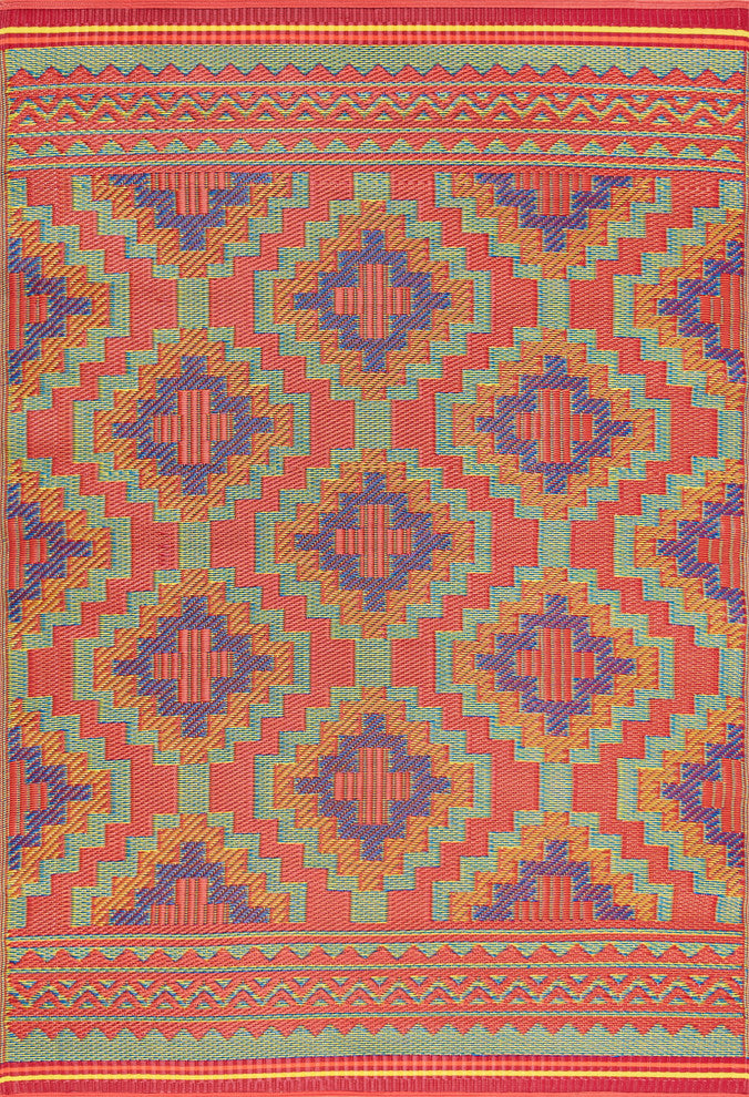 Kurtis Contemporary Geometric Multi-Color Indoor/Outdoor Rectangle Area Rug 4x6