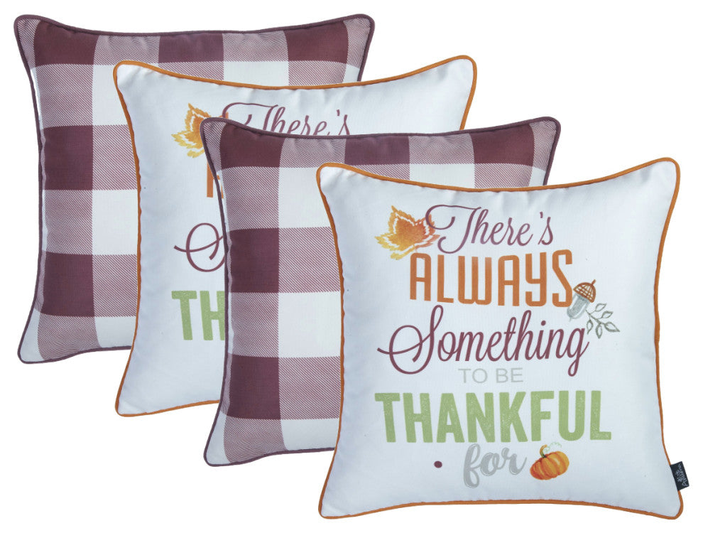 Set Of 4 18" Christmas Snowflakes Throw Pillow Cover In Blue, Yellow Orange