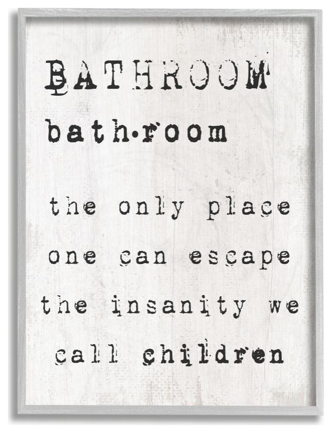 Stupell Industries Bathroom Definition Escape Funny Family Word Design, 16"x20"