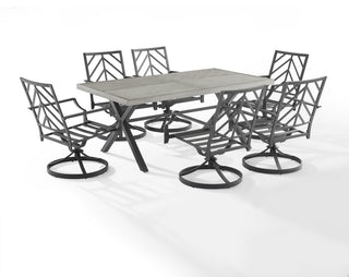 Otto 7Pc Outdoor Dining Set Table, 6 Swivel Chairs
