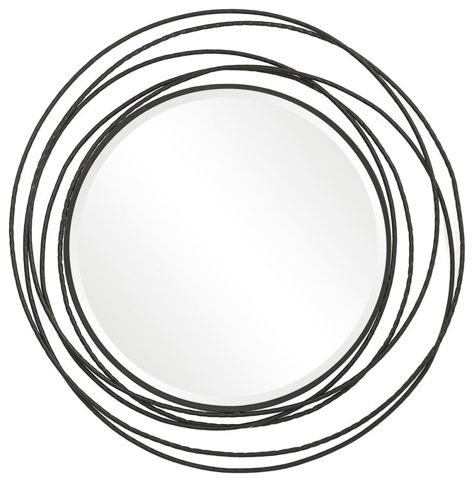 Uttermost Whirlwind Black Round Mirror 09704