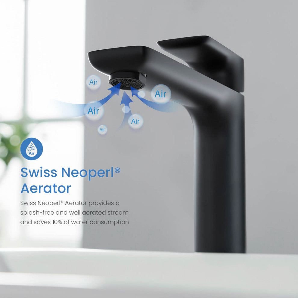 Tender-T Single Handle Bathroom Vessel Sink Faucet, Matte Black