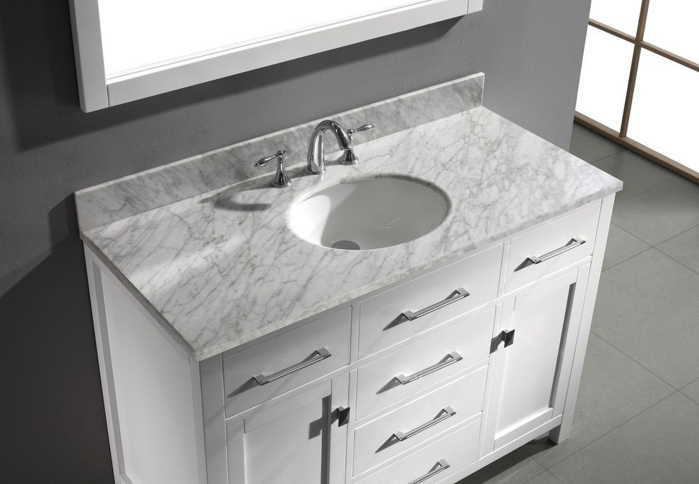 Caroline 48" Single Bathroom Vanity Set White, Marble Countertop