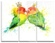 "Family Parrots" Watercolor Metal Wall Art, 3 Panels, 36"x28"