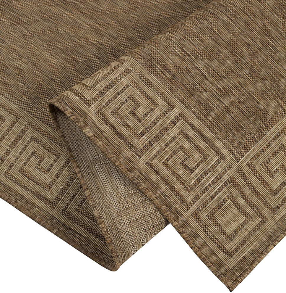 Outdoor Collection Geometric Area Rug - UV Safe Rug, Neutral, 5'3"x7'6"