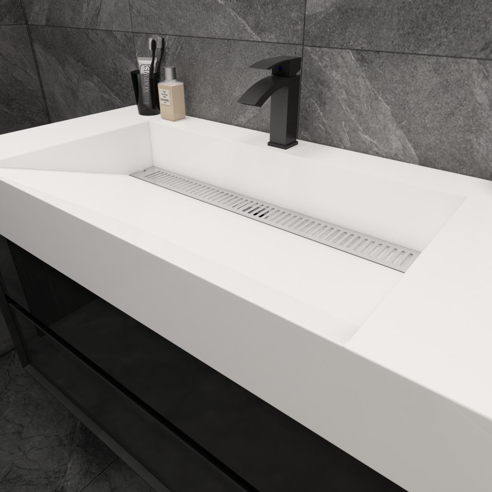 MAX 42" Floating Bath Vanity With Acrylic Sink, Gloss Black