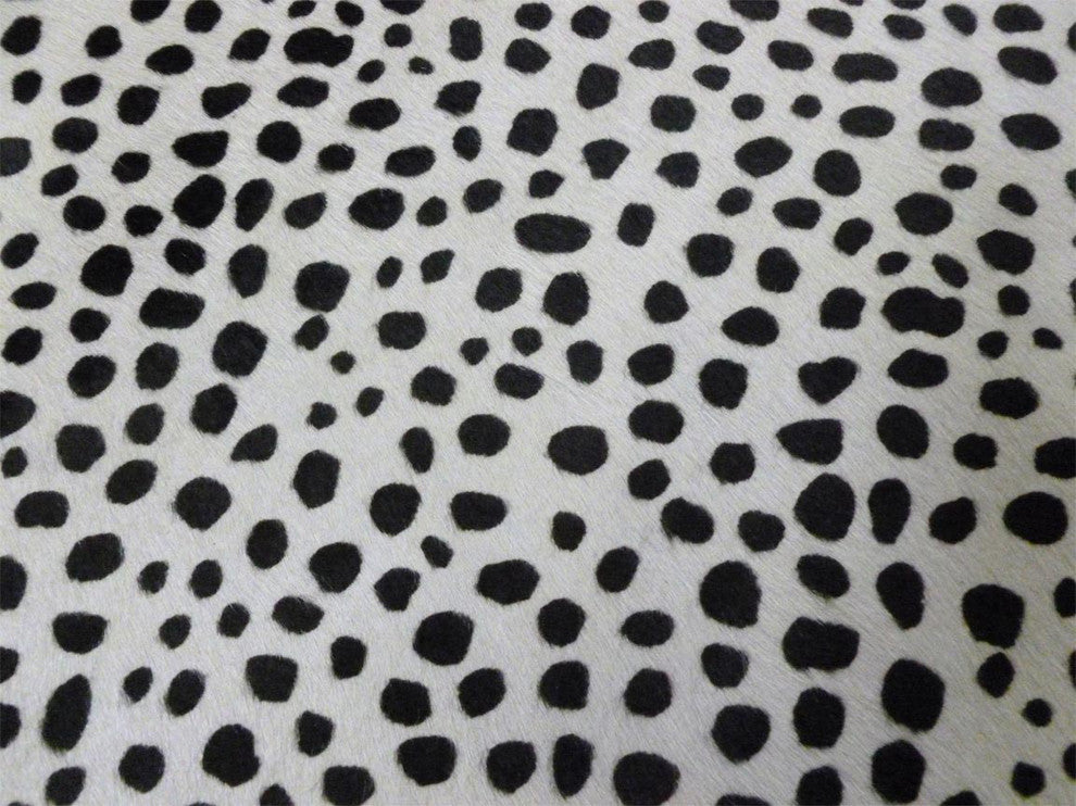 Cheetah Black on White Stenciled Brazilian Cowhide