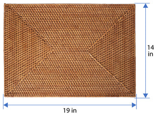 Loma Rattan Rectangular Placemat, Set of 2 Pieces, Latte