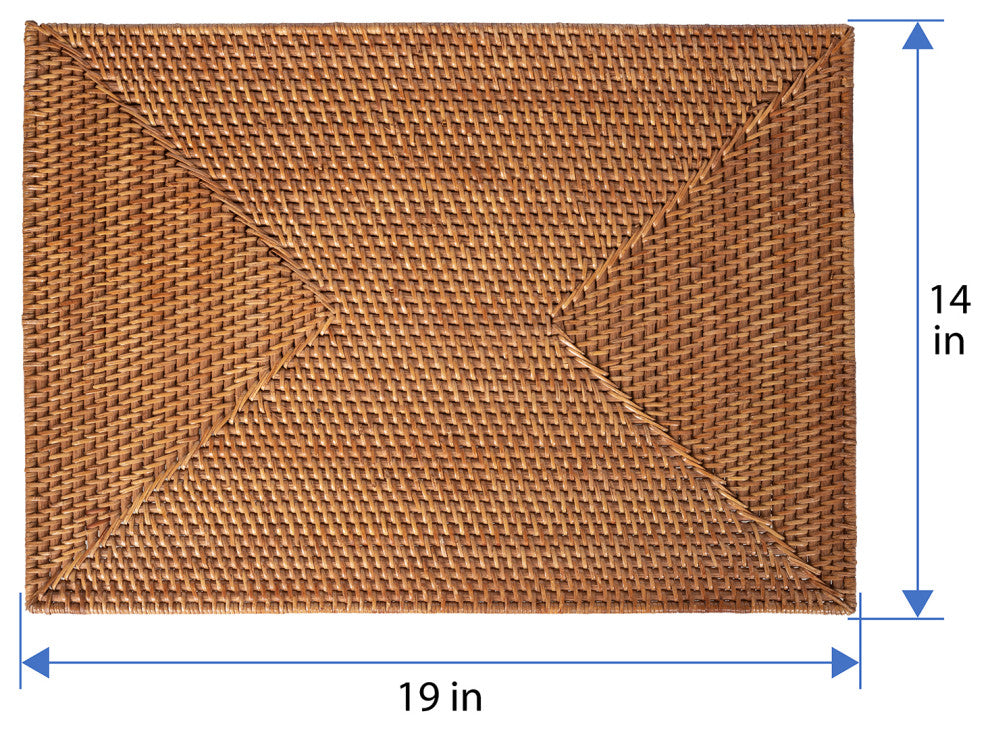 Loma Rattan Rectangular Placemat, Set of 2 Pieces, Latte