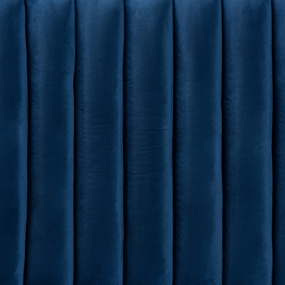 Jareth Modern Navy Blue Velvet Upholstered Queen Size Headboard