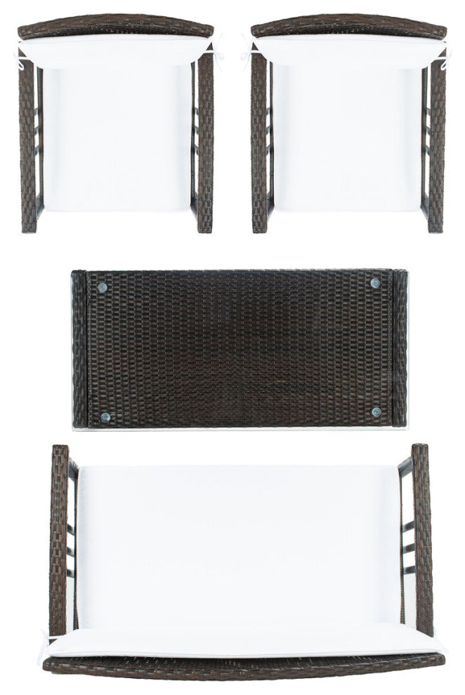 Safavieh Outdoor Reslor 4 Piece Living Set Brown/White Cushion