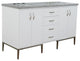 61" Double Sink Vanity, White Finish With Gray Granite And Oval Sink