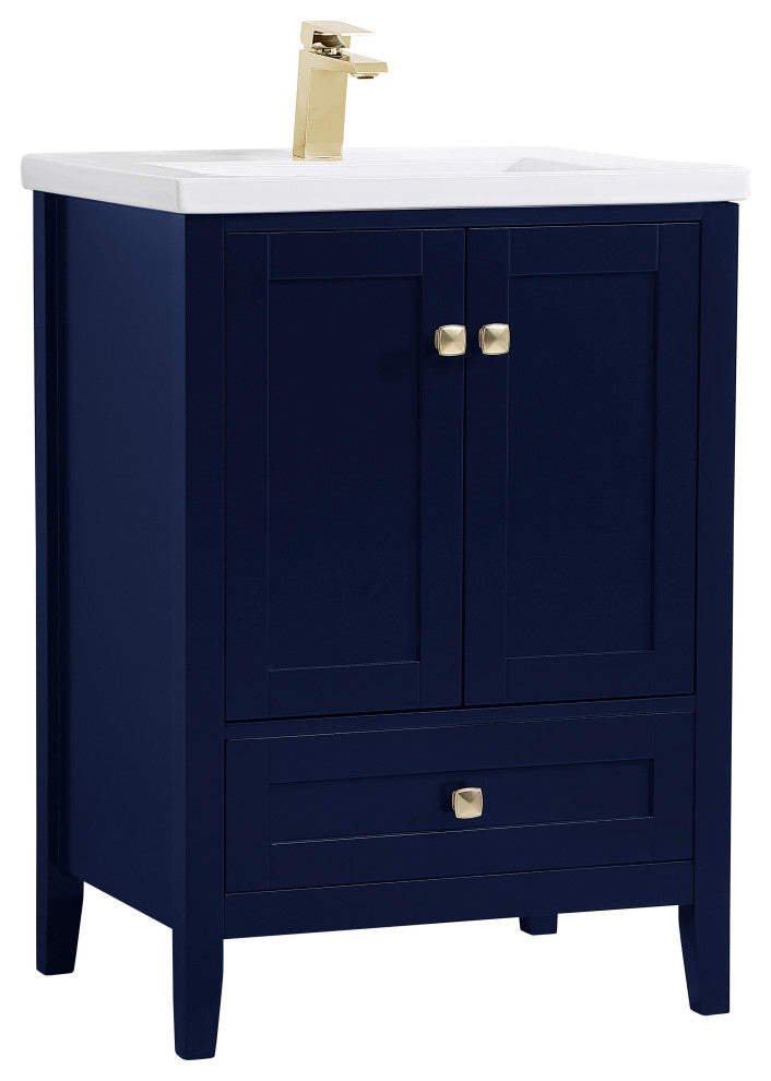 24" Single Bathroom Vanity Set, White, Blue, 24