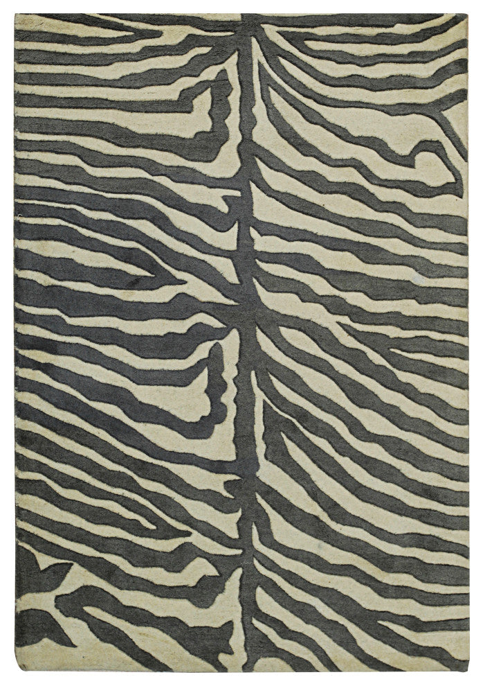 EORC Gray Hand-Tufted Wool Tufted Rug 4'x6'