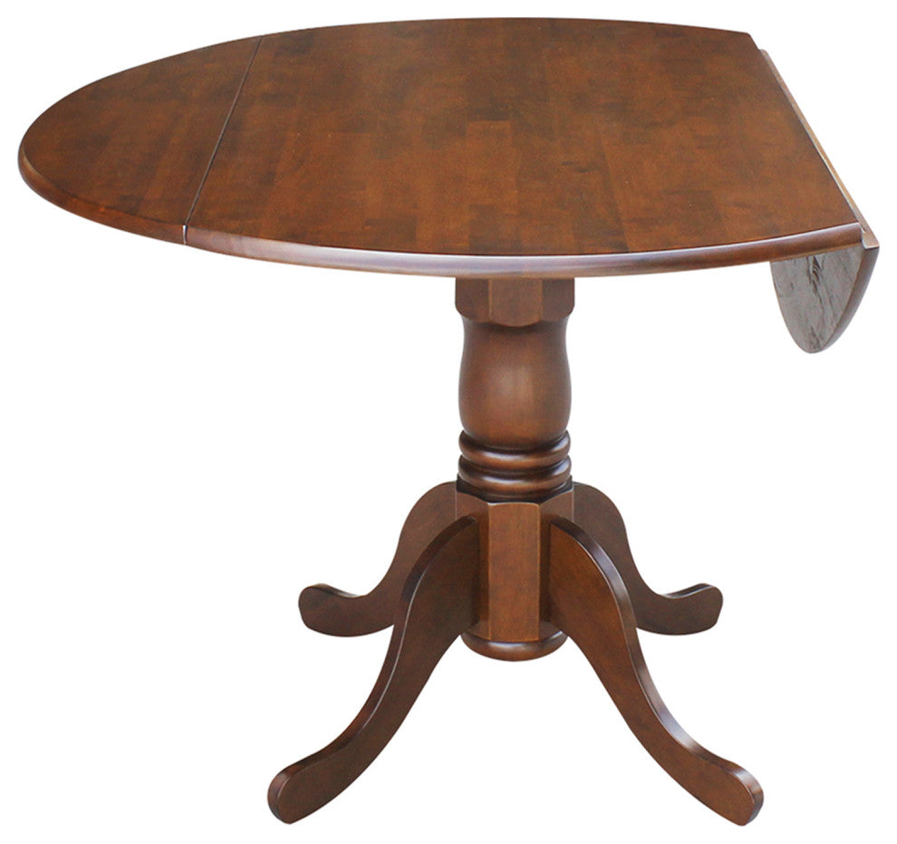 42" Round Dual Drop Leaf Pedestal Table, Espresso