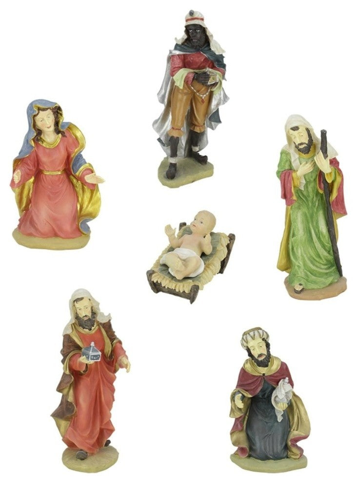 6-Piece Scale Holy Family and Three Kings Religious Christmas Nativity Statues
