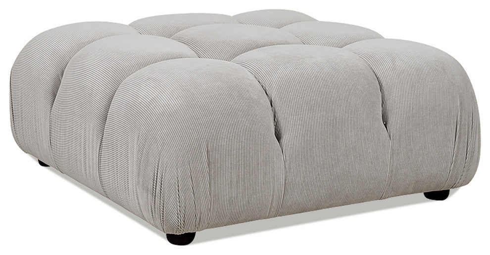 Marcel 36" Modular Tufted Square Cocktail Ottoman, Pebble Gray Corduroy