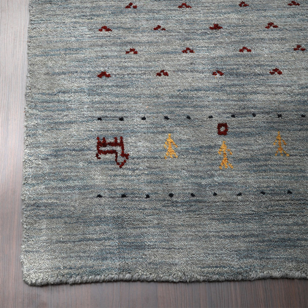 Hand Knotted Loom Wool Area Rug Contemporary, [Rectangle] 8'x10'