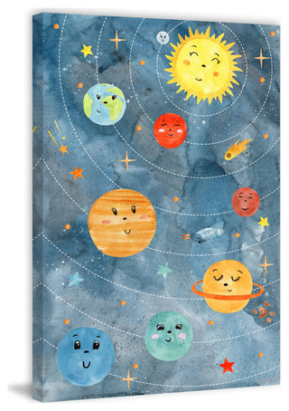 "Planets in Orbit" Painting Print on Wrapped Canvas, 8x12