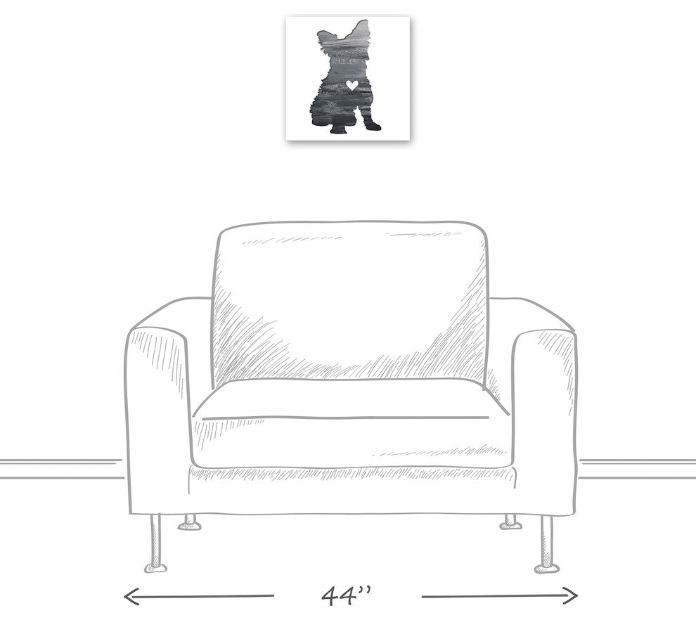 Designs Direct Creative Group Ink Silhouette Yorkie 12x12 Canvas Wall Art
