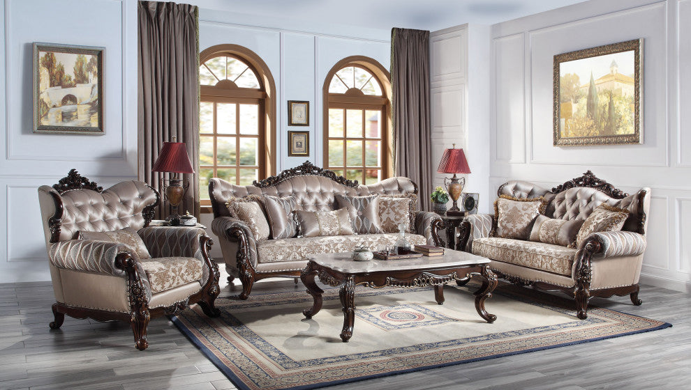 ACME Benbek Chair With Pillow, Fabric and Antique Oak Finish
