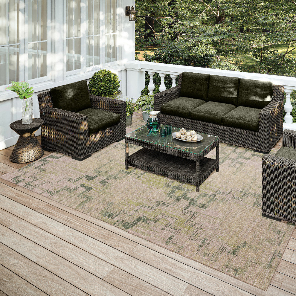 Indoor/Outdoor Sedona SN15 Moss Machine Washable 3' x 5' Rug