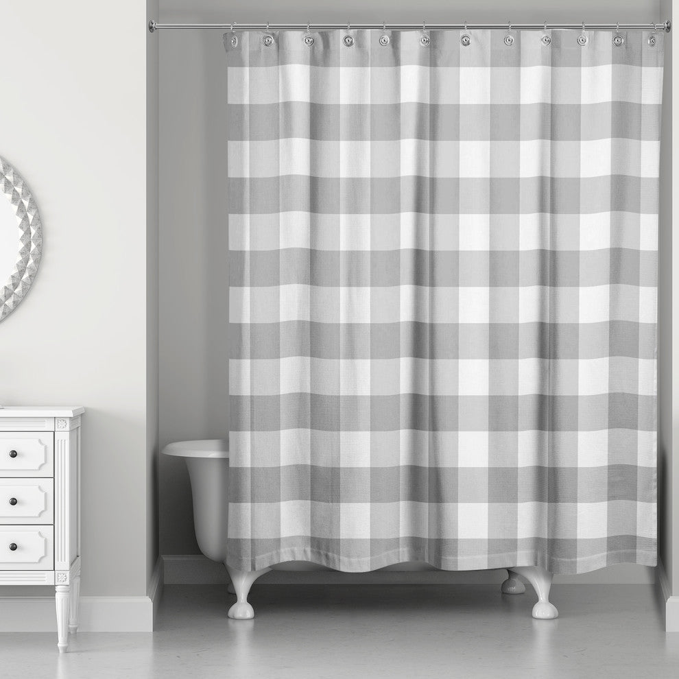 Grey Buffalo Check 71x74 Shower Curtain