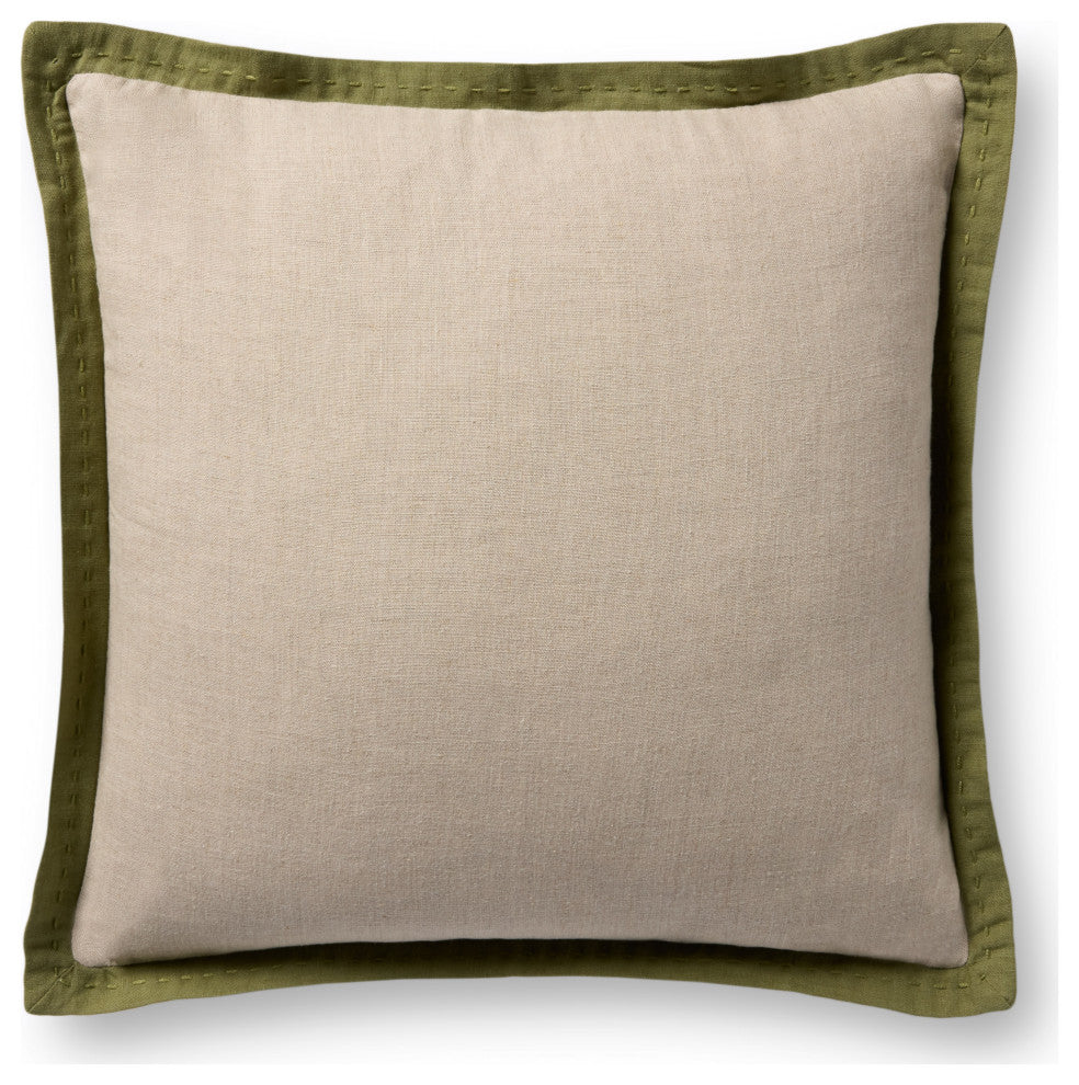 Loloi PLL0197 Natural / Green 18'' x 18'' Cover Only