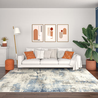 Aikens Contemporary Abstract Area Rug, Navy & Blue, 2' X 3'
