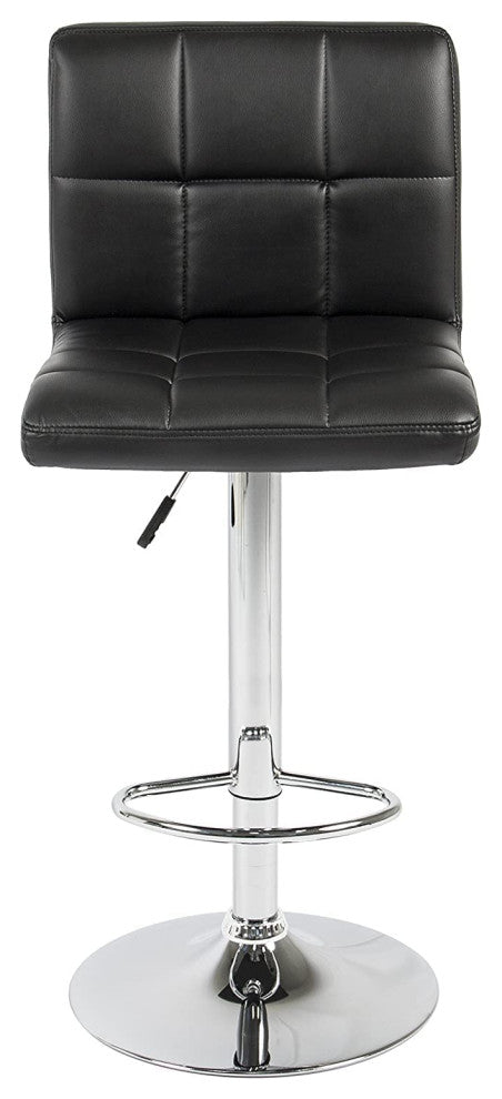 Hexagrid Pu Height Adjustable Bar Stool in Black, Set of 2