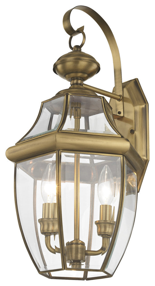 Livex Lighting Monterey 2 Light Antique Brass Medium Outdoor Wall Lantern