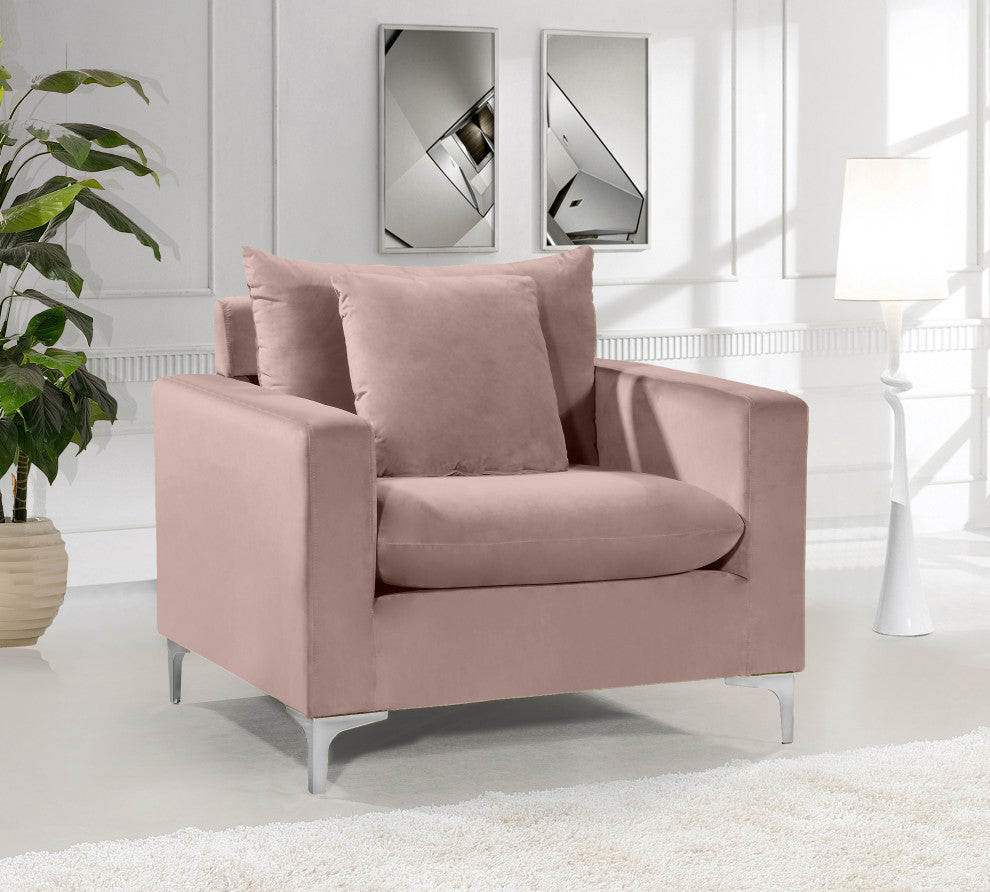 Naomi Velvet Upholstered Chair, Pink