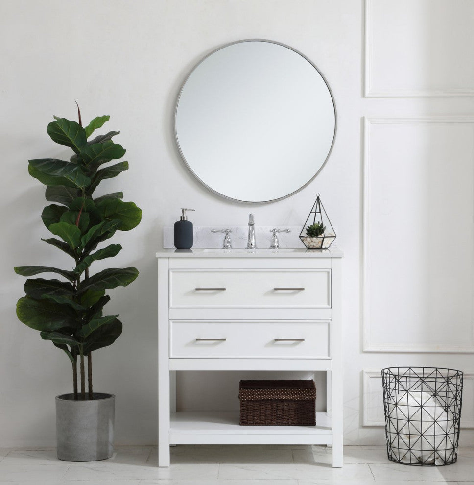 Skylar 30" Single Bathroom Vanity, White With Backsplash