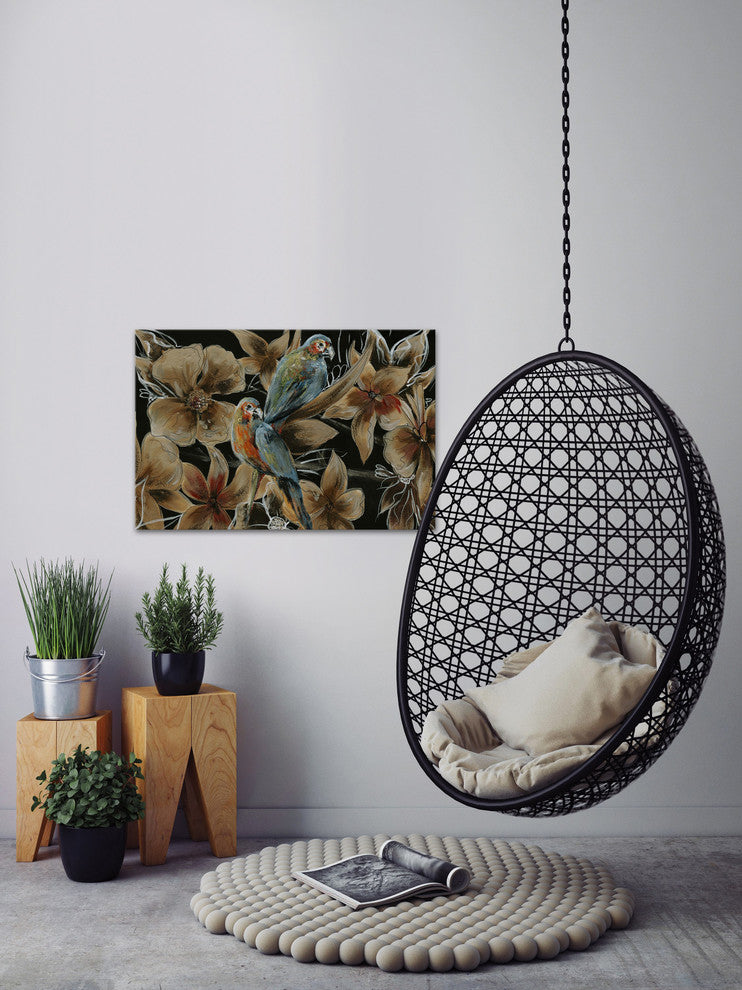 "Little Couple Blue Birds I" Framed Painting Print, 36"x24"