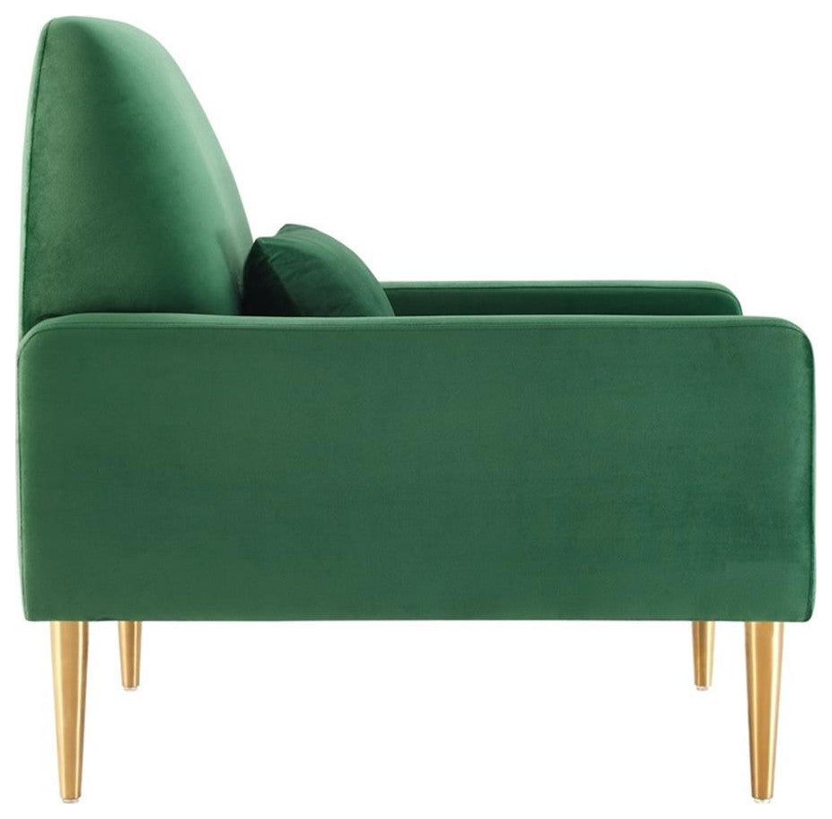 Liliana Performance Velvet Armchair, Emerald