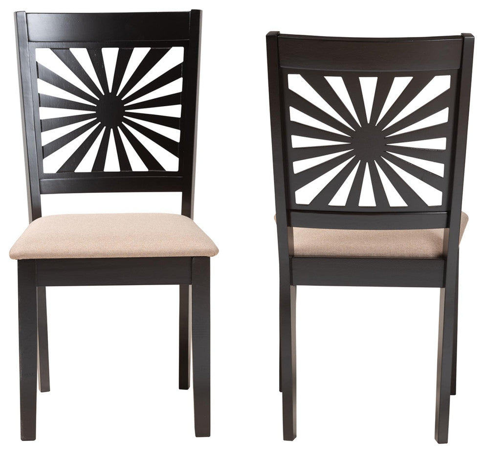 Loni Dining Collection, Beige/Espresso Brown, Dining Chair, Set of 2