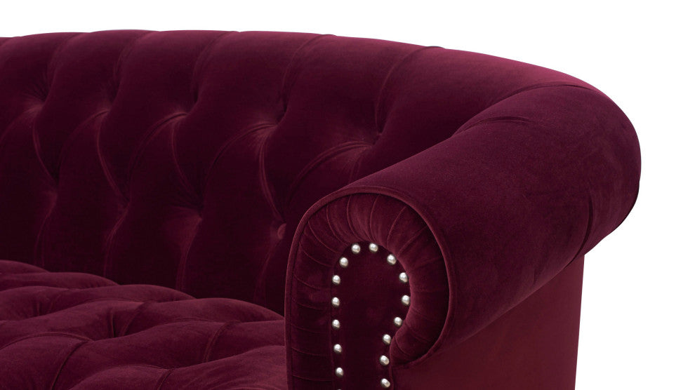 La Rosa Victorian Chesterfield Tufted Sofa, Burgundy Velvet