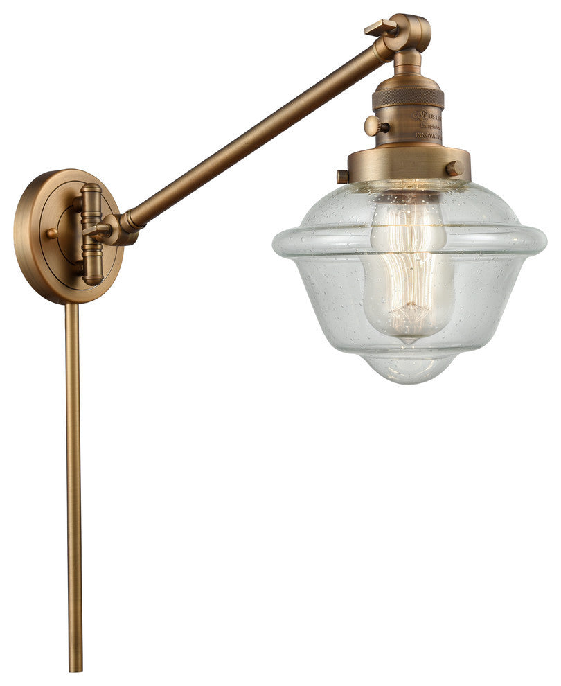 Oxford 1-Light LED Swing Arm Light, Brushed Brass, Glass: Seedy