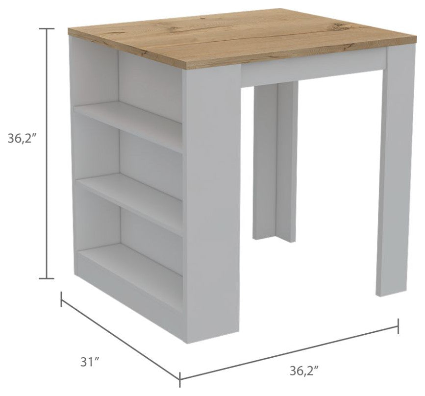 Kitchen Counter Dining Table Toledo, Kitchen, White / Light Oak