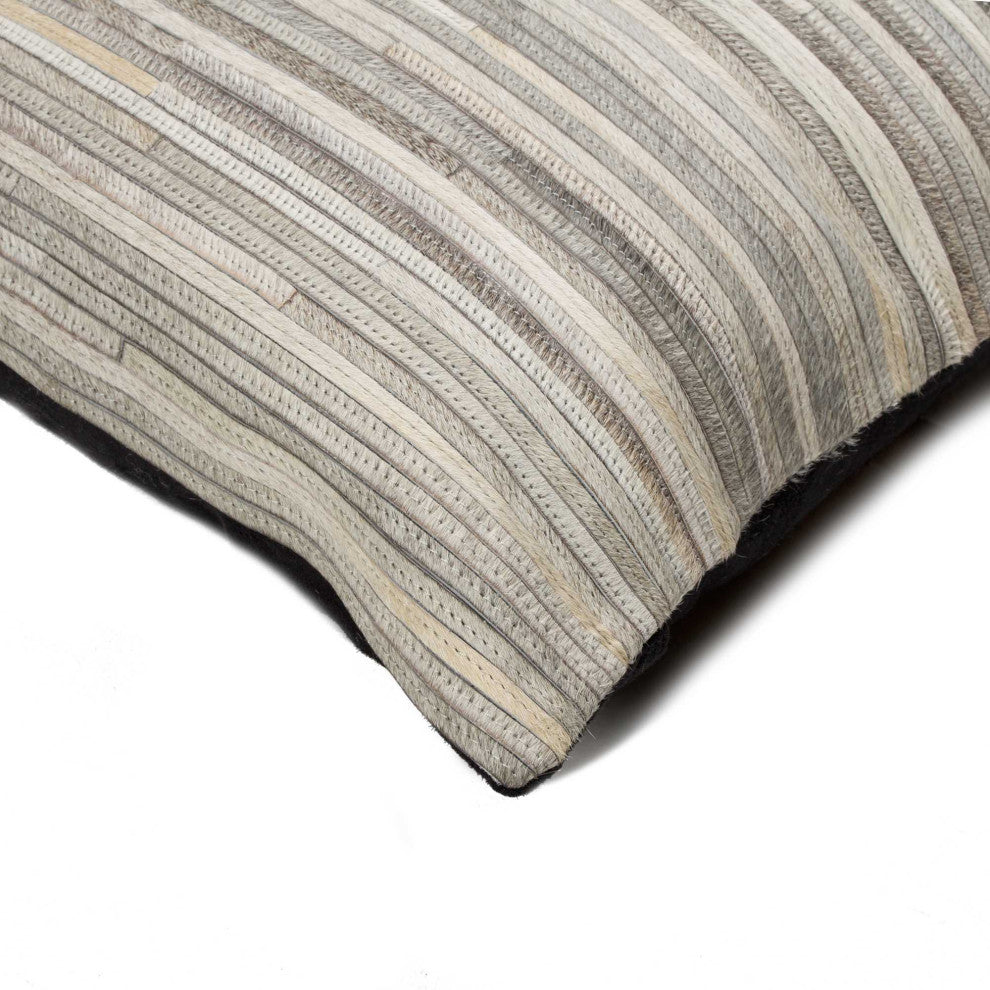 HomeRoots 18" x 18" x 5" Grey Seville Torino Kobe Cowhide Pillow