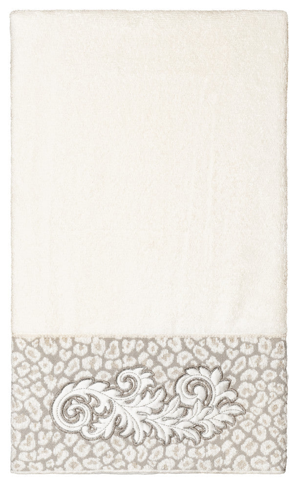 Linum Home Textiles Turkish Cotton April 3-Piece Embellished Towel Set, Cream