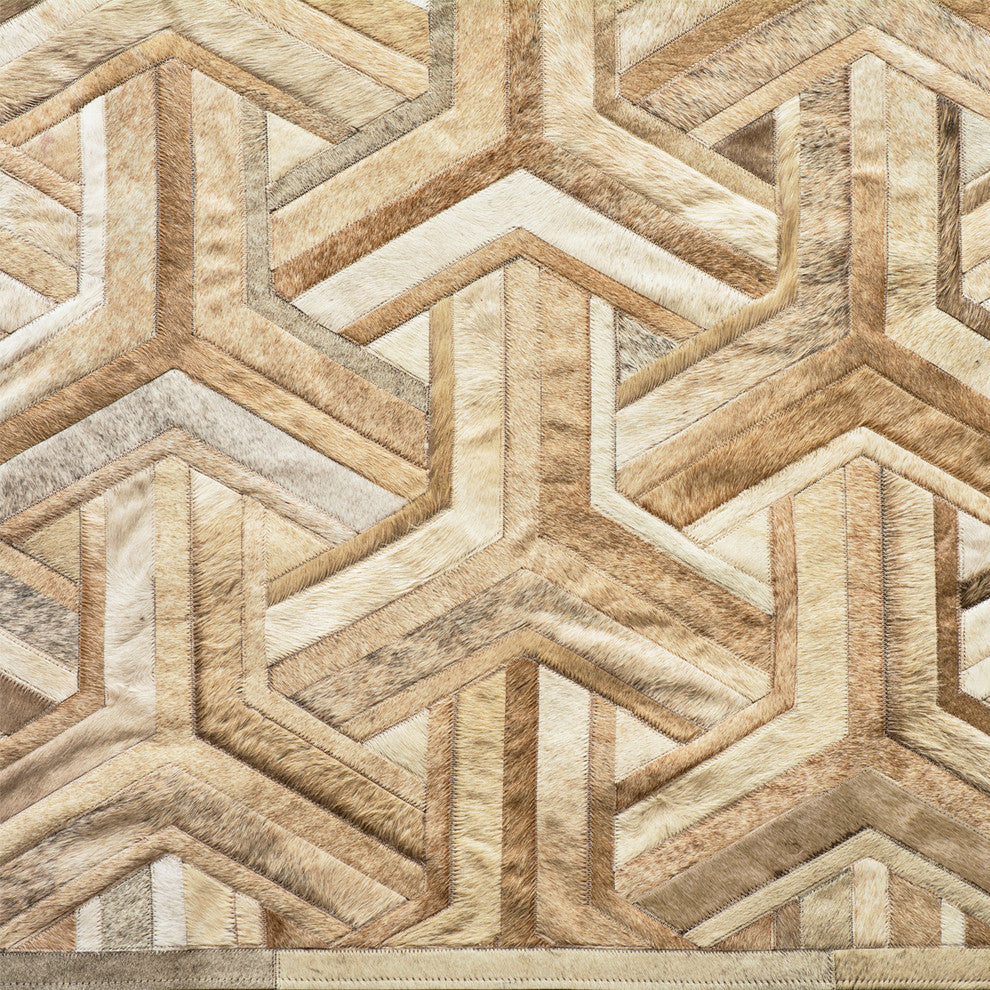 Cowhide Patchwork Rug, Nemesis, Neutral, 10'x14'