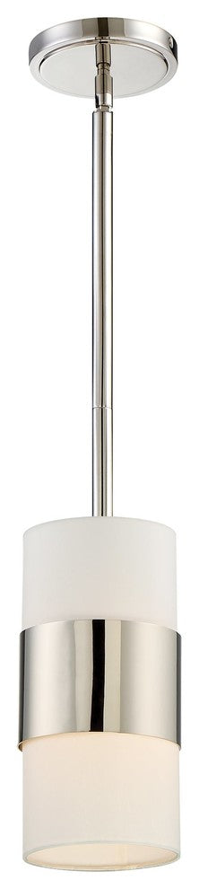 Grayson 1 Light Pendant in Polished Nickel with White Silk